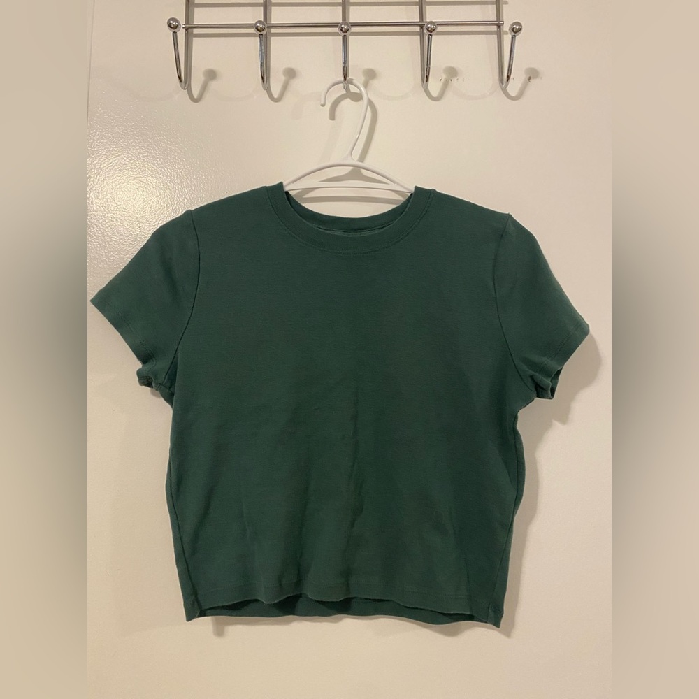 Hollister Green Crop Fitted Short Sleeve Tee
